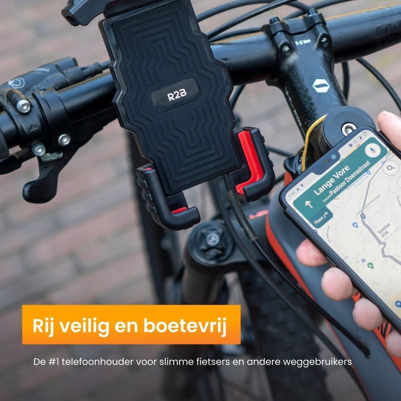 R2B - Delft - Telefoonhouder - Universeel - Voor Fiets Motor en Scooter - Safety Lock