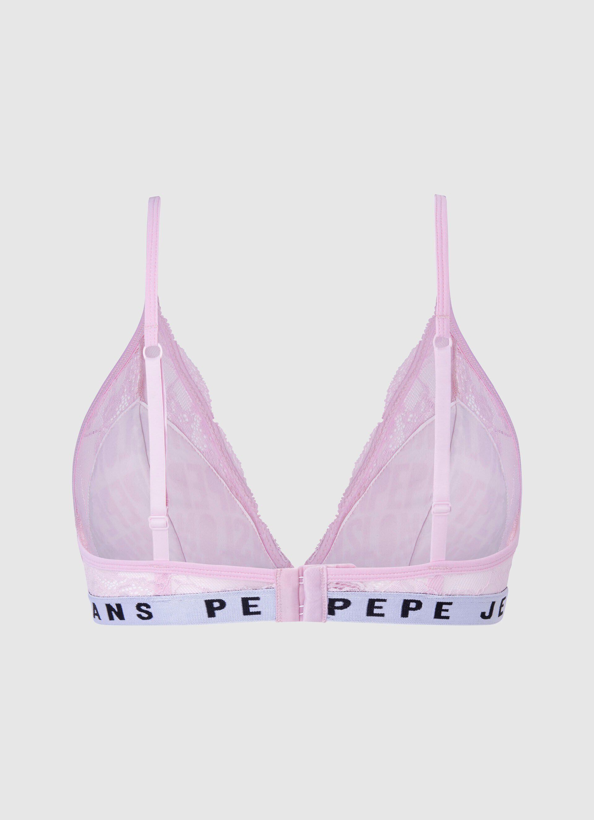 Sutiã triangular de renda - rosa claro