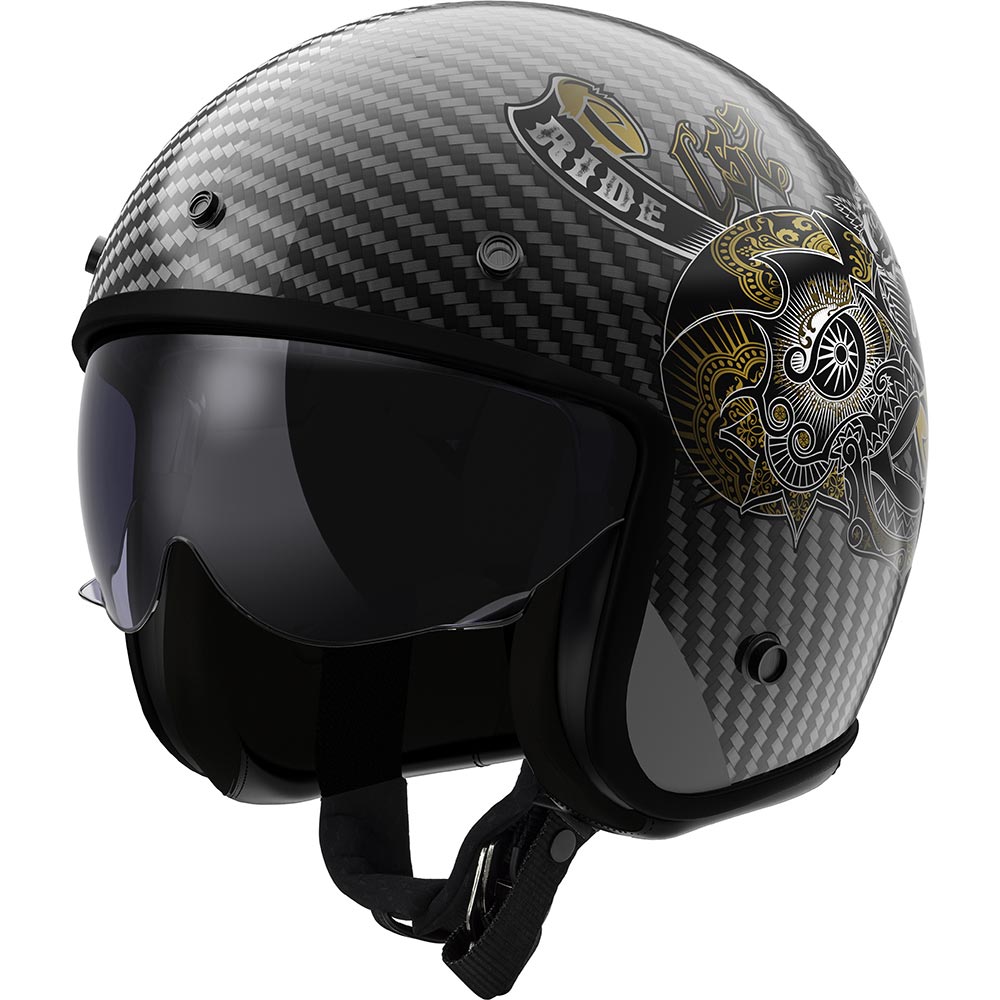 LS2 - Casque OF601 Bob II Carbon Custom Noir / Or / Brillant