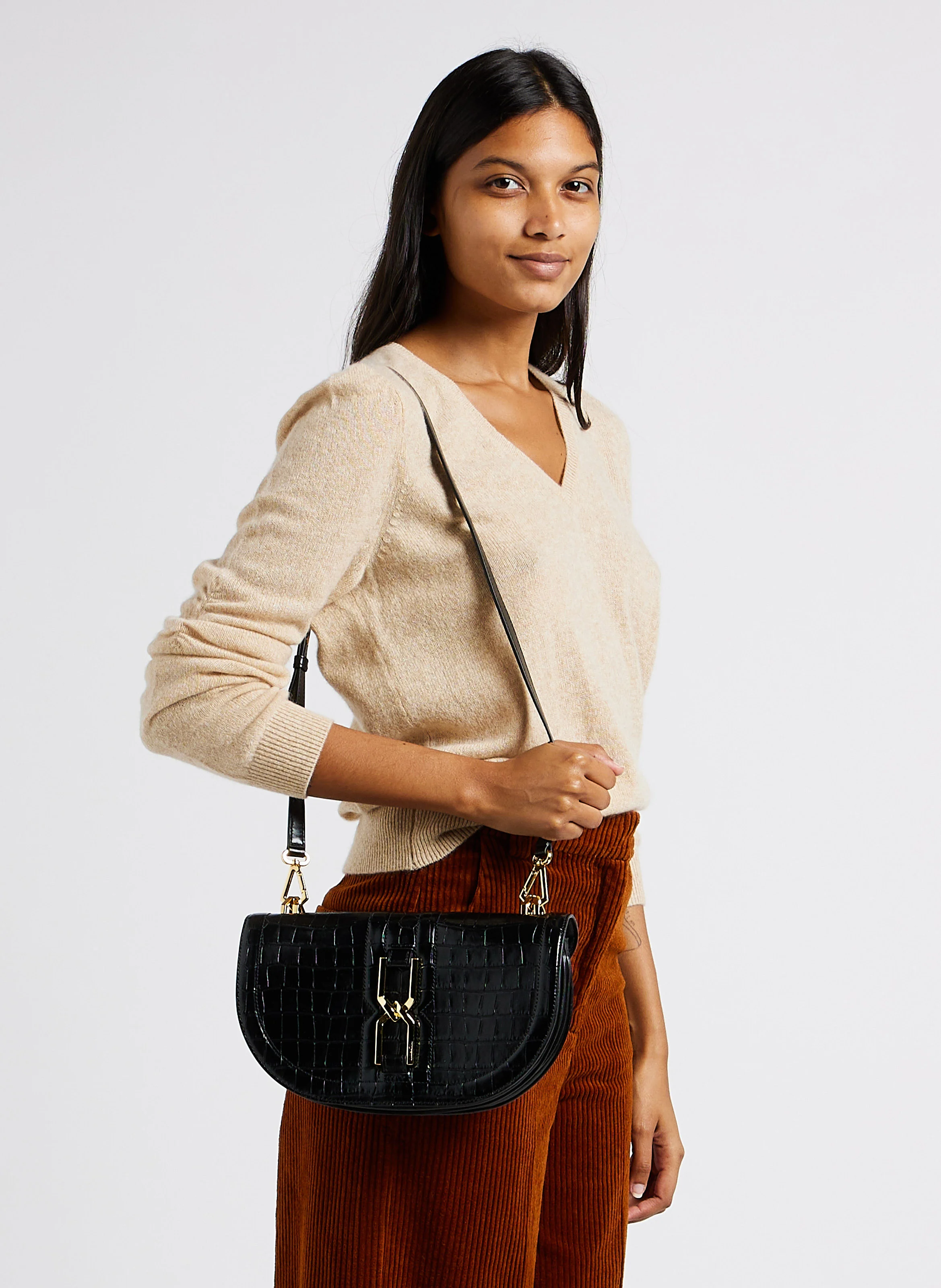 CLEPSYDRE - Sac bandoulière en cuir effetcroco | Noir