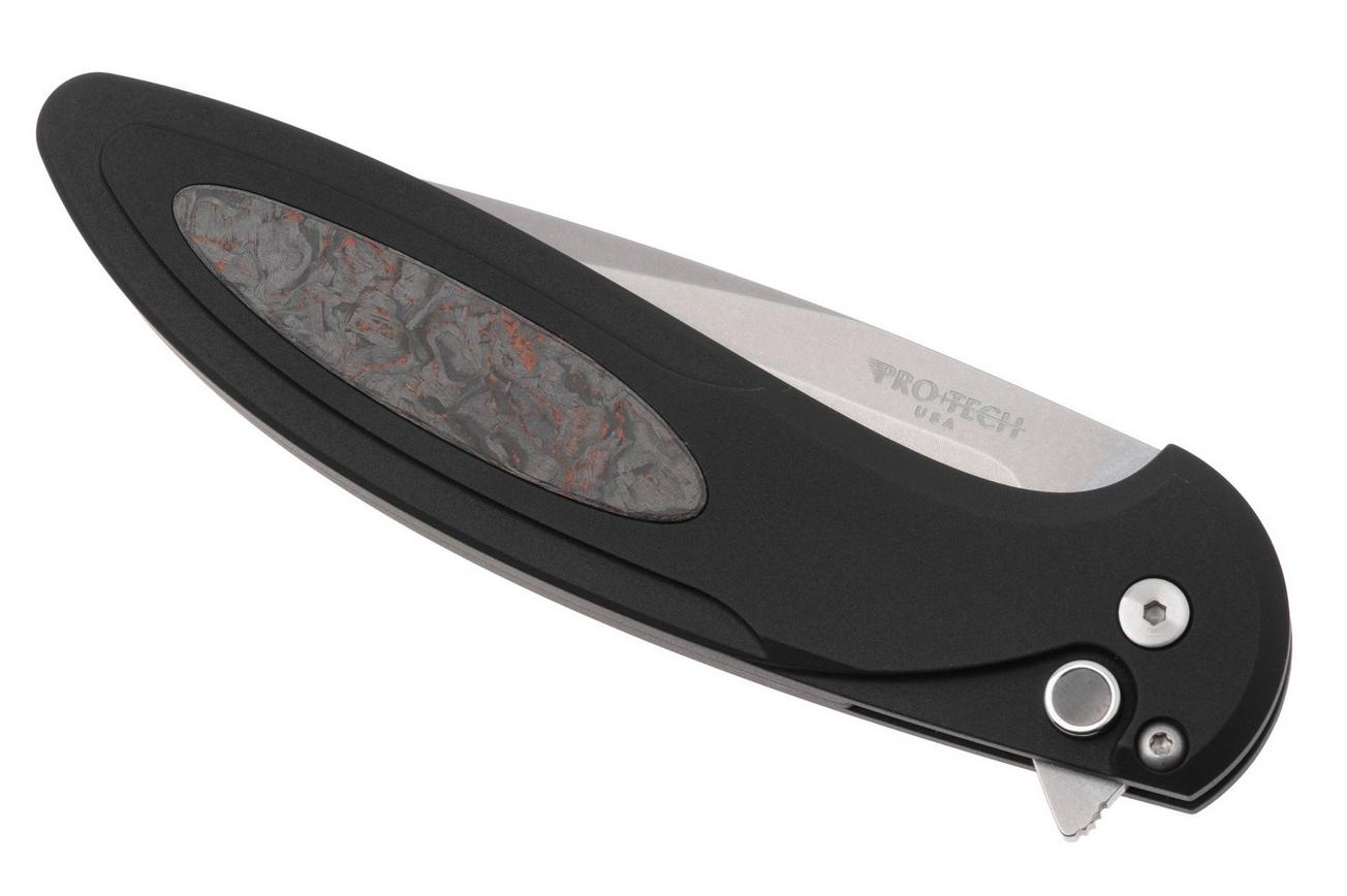 Pro-Tech Cambria 2 CF2101-LTD-TC-RED, Stonewashed CPM MagnaCut, Black Aluminum Techno Carbo Red Inlay, zakmes