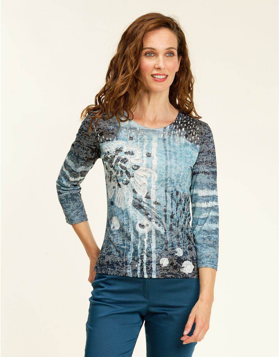 T-shirt en devoré bleu