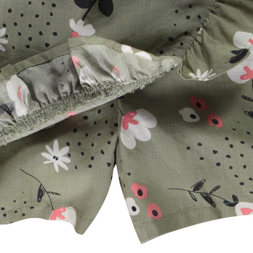 Jupe short en lyocell effet nouée avec imprimé floral pour fille - Vert