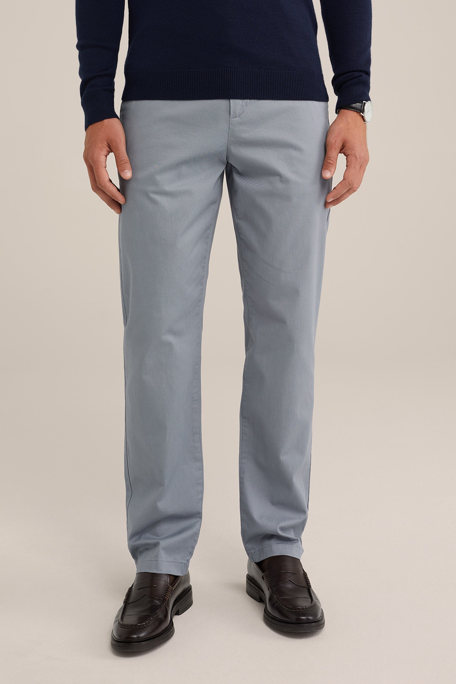 regular fit chino met stretch Fundamentals Grijsblauw