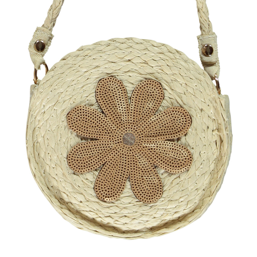 Sac bandoulière effet tressé avec fleur en sequins pour fille