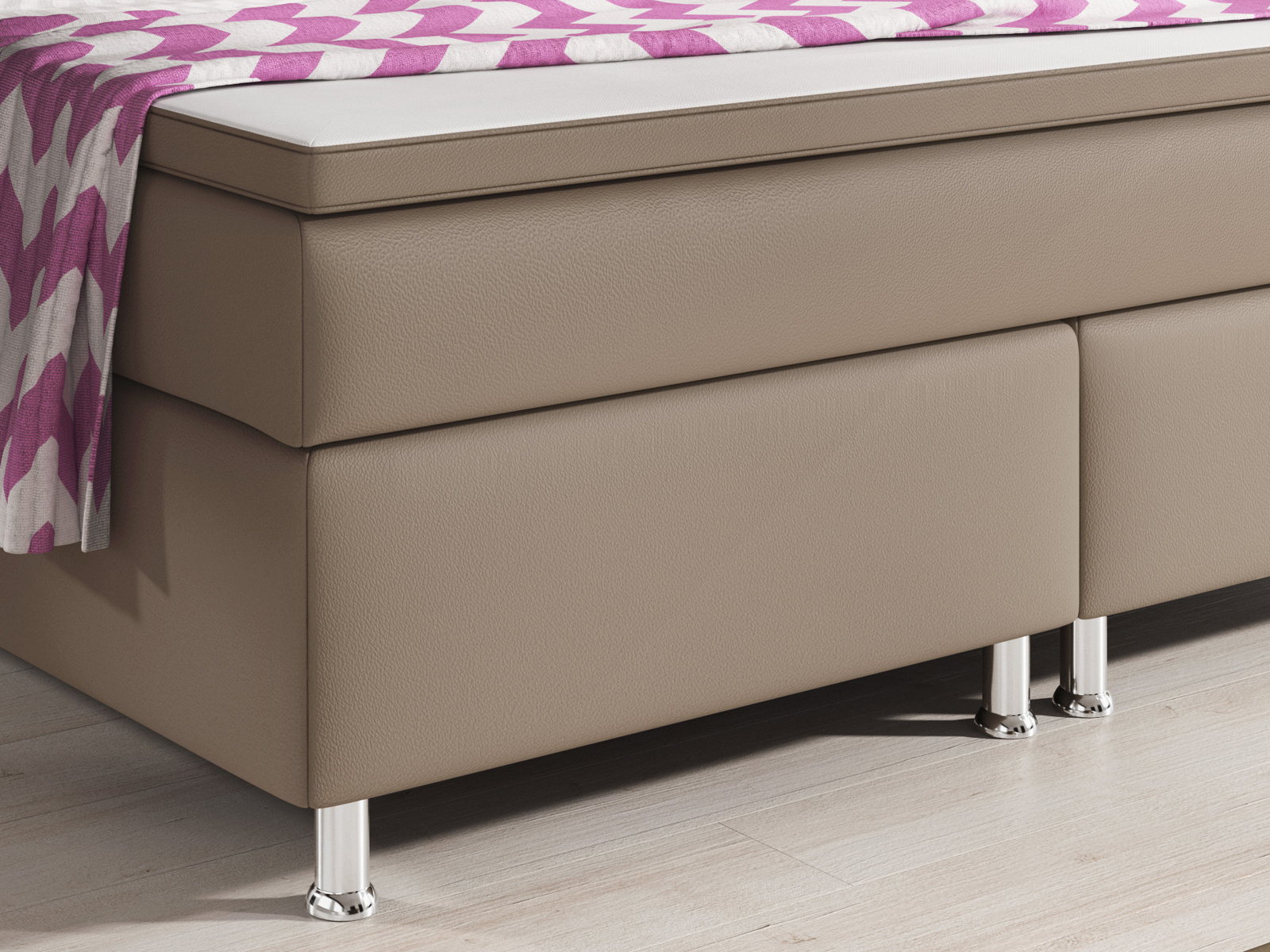 Boxspringbett - beige - H3 - Kunstleder - 180x200 cm