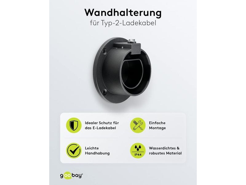 Goobay Wandhalterung für Ladekabel Typ-2 Kabel-Wandhalterung für Typ-2 Elektrofahrzeug-Ladekabel