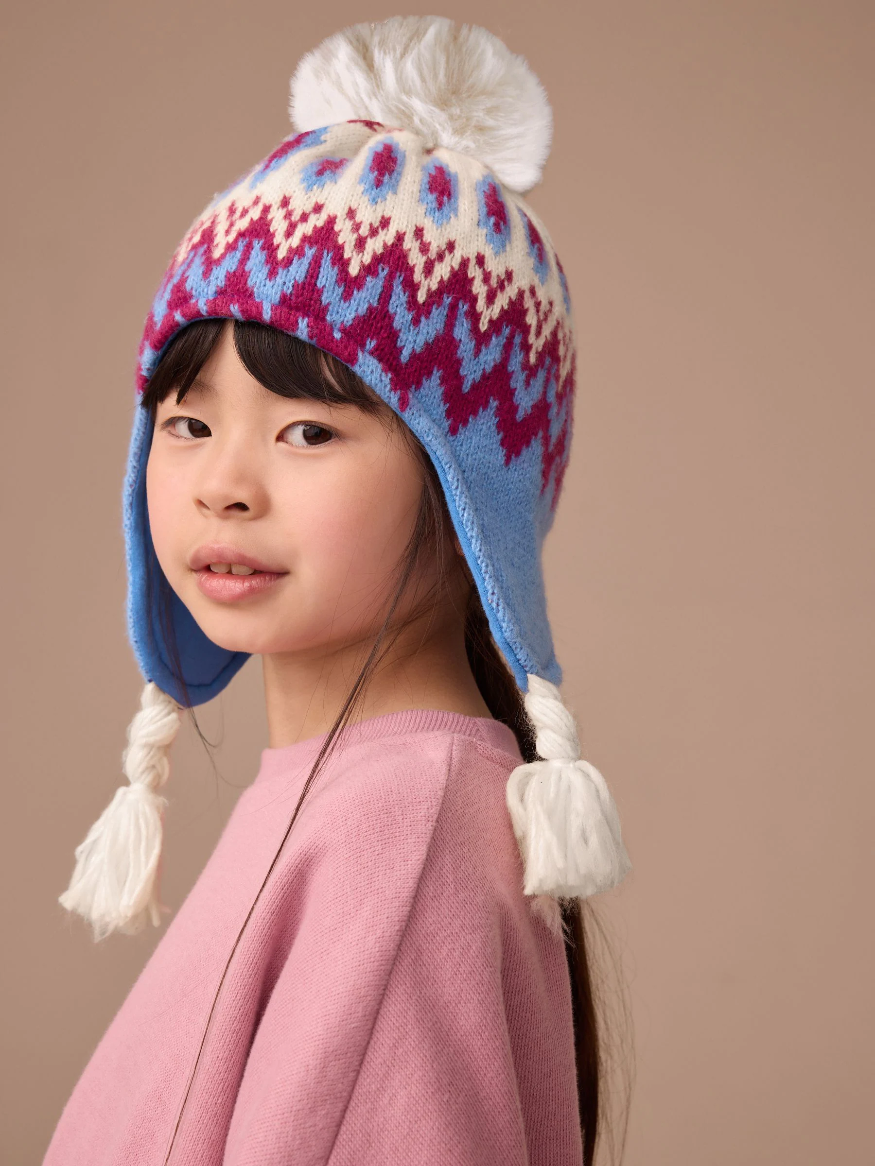 Blauw met fairislemotief - Pilotenmuts (3mnd -13jr)