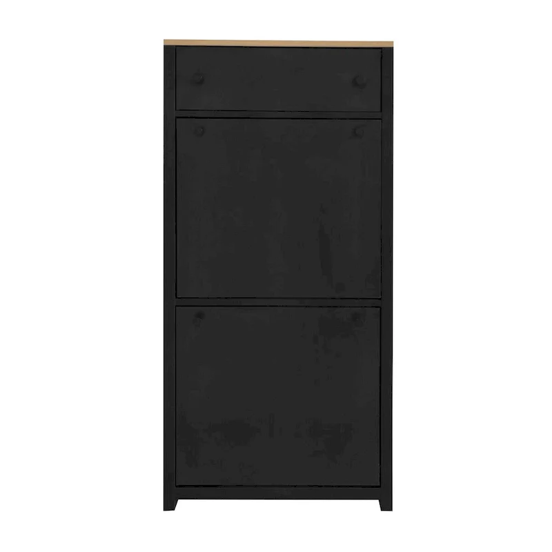 Entryway Organizer with 2 Drawers,Wood Grain Pattern Top Shoe Cabinet with Drawer, Free Standing Shoe Rack with Adjustable Panel