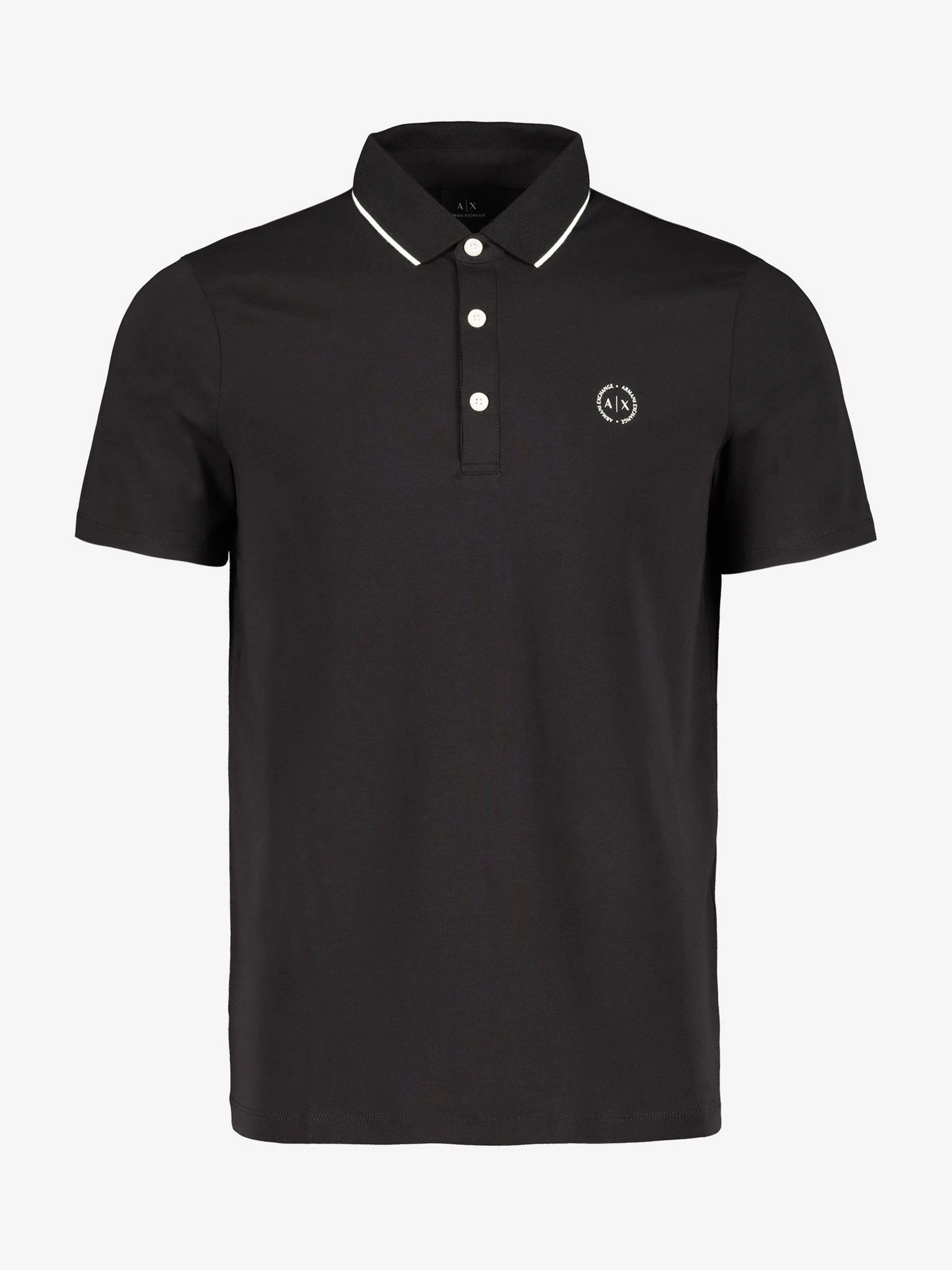 Zwart - Armani Exchange polo met randcontrast