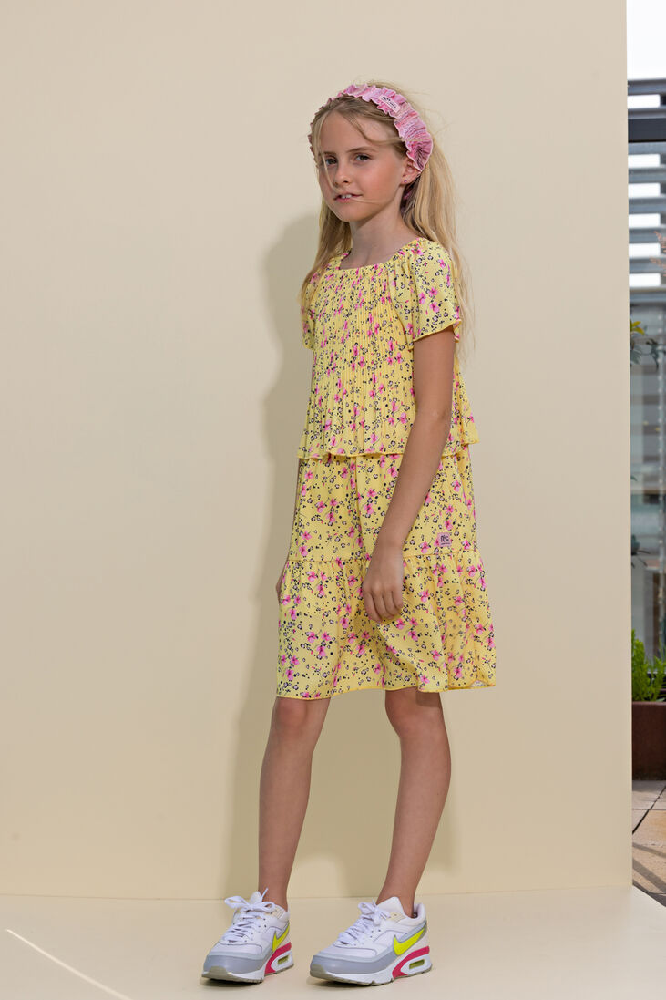 NONO gele nono midi jurk mill half long wide dress