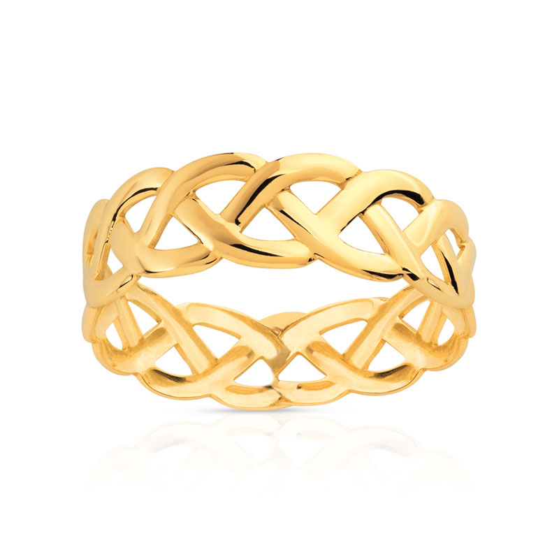 Bague or 750 jaune polie tressée