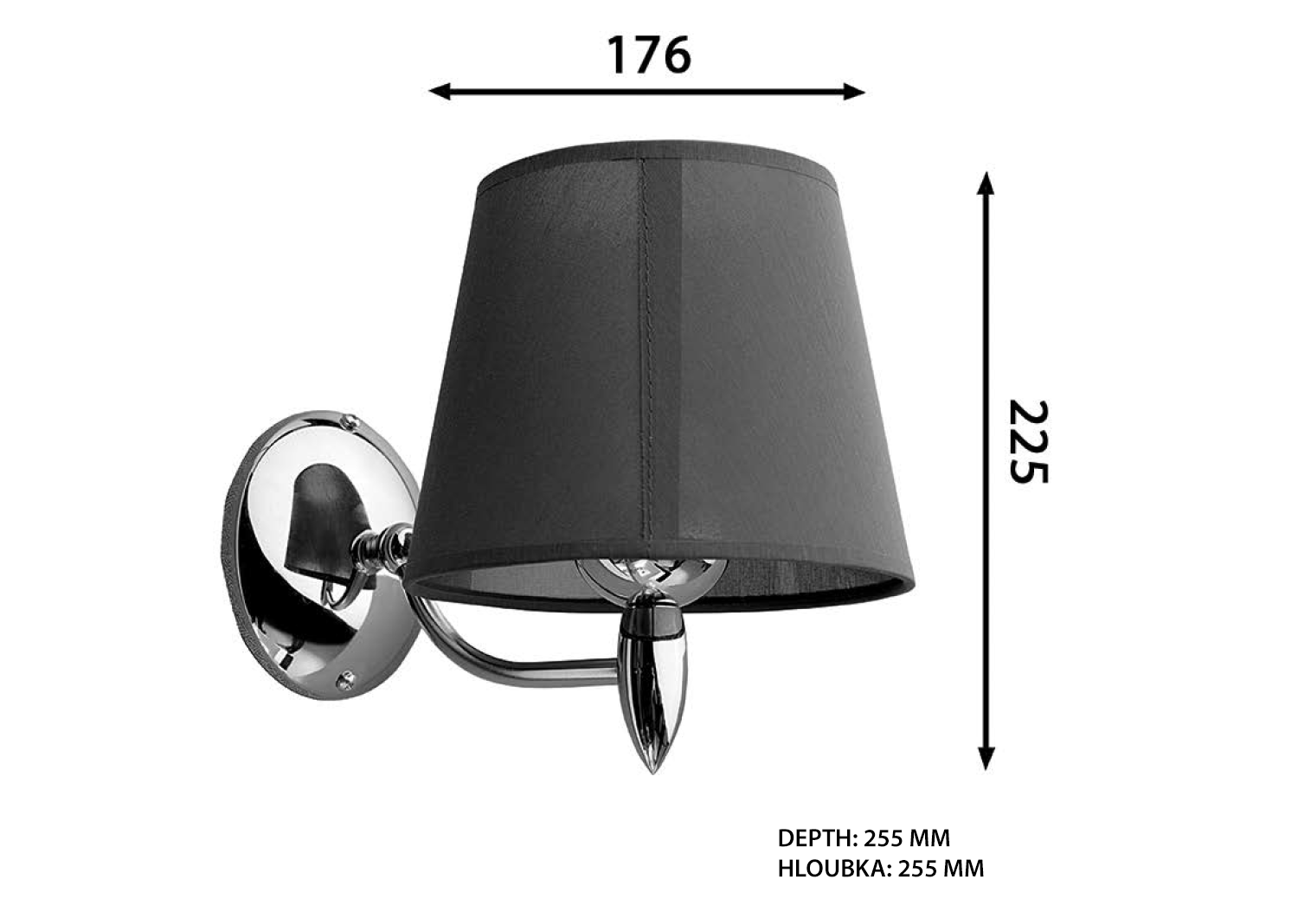 Sapho Hanbe wandlamp met kap E27 60W chroom