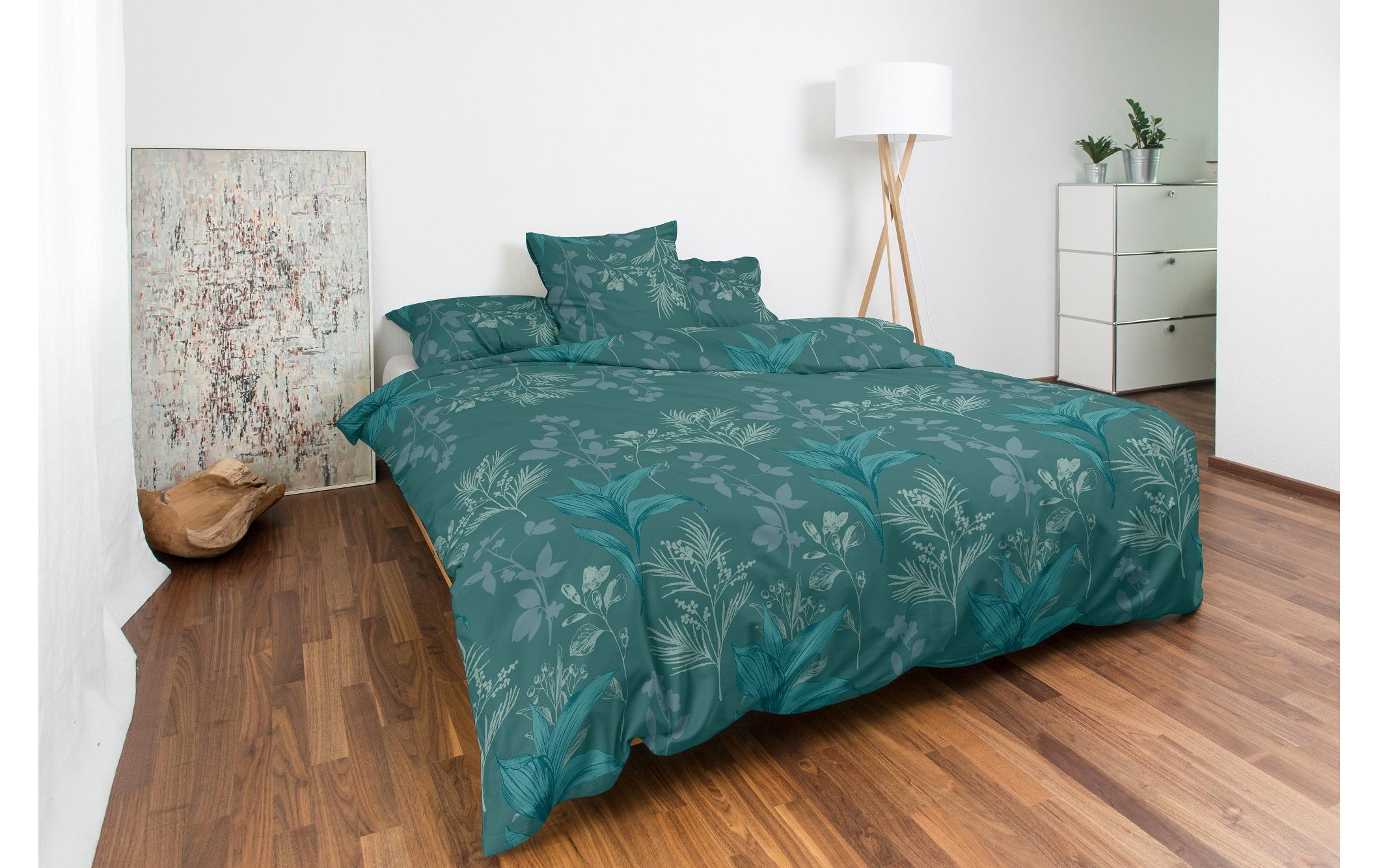 Kopfkissenbezug Lamezana 65 x 100 cm, GrünBaumwoll-Bettwäsche in Satin-Optik