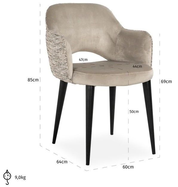 Eetkamerstoel S4483 Trendy Nature Giovanna B60 x D64 x H85 cm