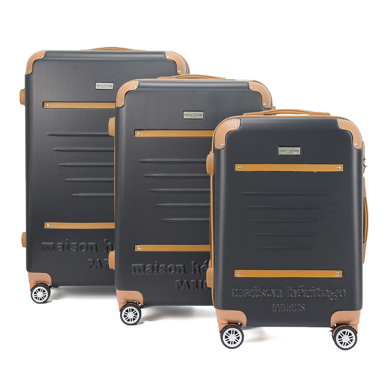 Maison Héritage 3 Valises 4 roues doubles Trocadéro 55/65/75 cm noires