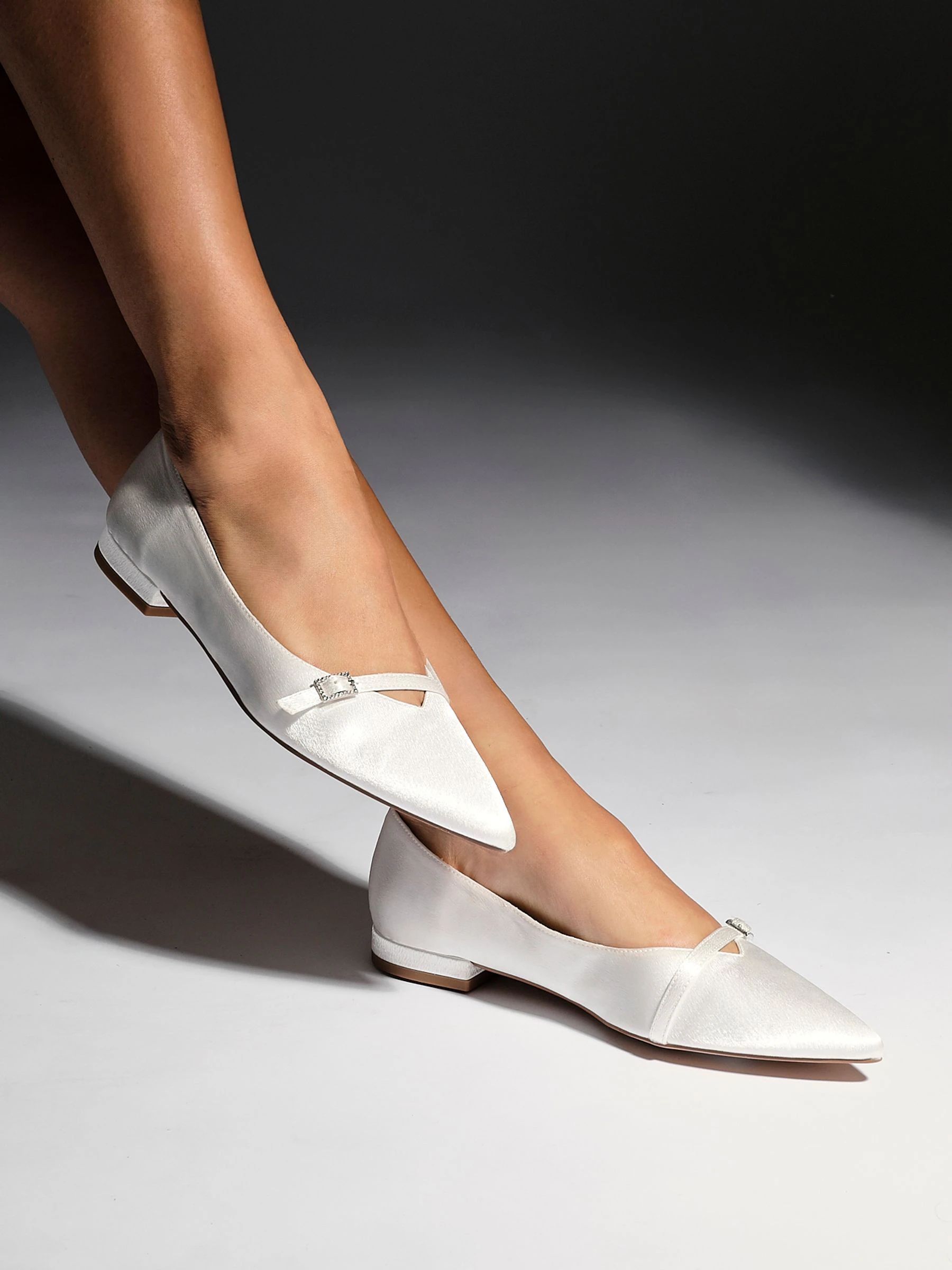 Linzi Bridal Engaged Pointed Toe Ballet Flats With Buckle Detail