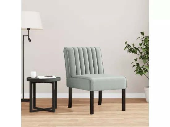 Fauteuil sans accoudoirs gris clair velours