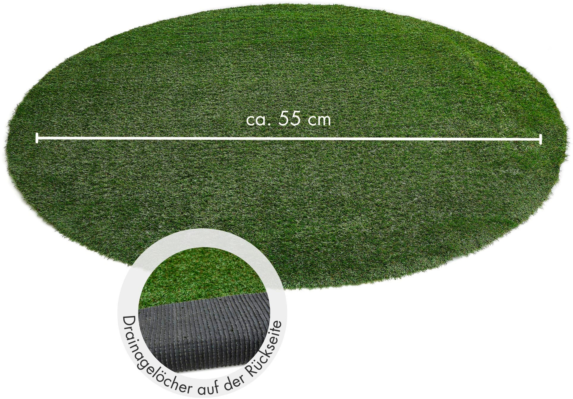 Andiamo Kunstrasen »Rasenteppich Sansibar« rund 20 mm Höhe realistische Optik, mit Drainagefunktion, für Balkon & Terrasse