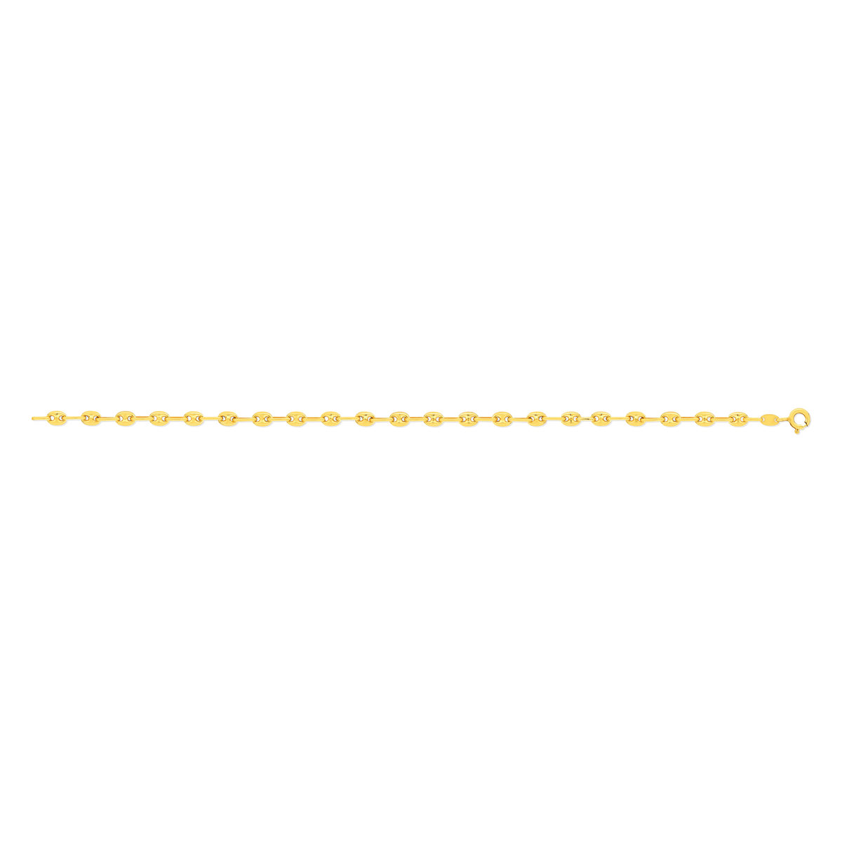 Bracelet or 375 jaune, maille grain de café, 18.5 cm