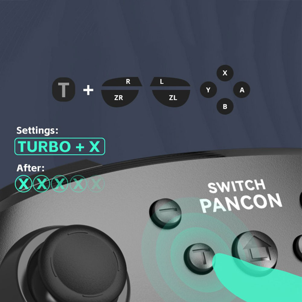 Wireless Bluetooth Game Controller mit Gyro-Sensor und Vibrationsfunktion für Nintendo Switch / Lite / OLED / PC / iOS / Android (600mAh) - Schwarz