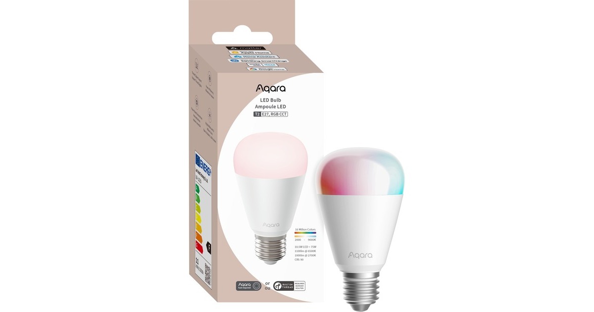 AqaraLED Bulb T2 (RGB CCT, E27) ledlamp  (Bluetooth, Thread, Zigbee, 2000-9000K)
