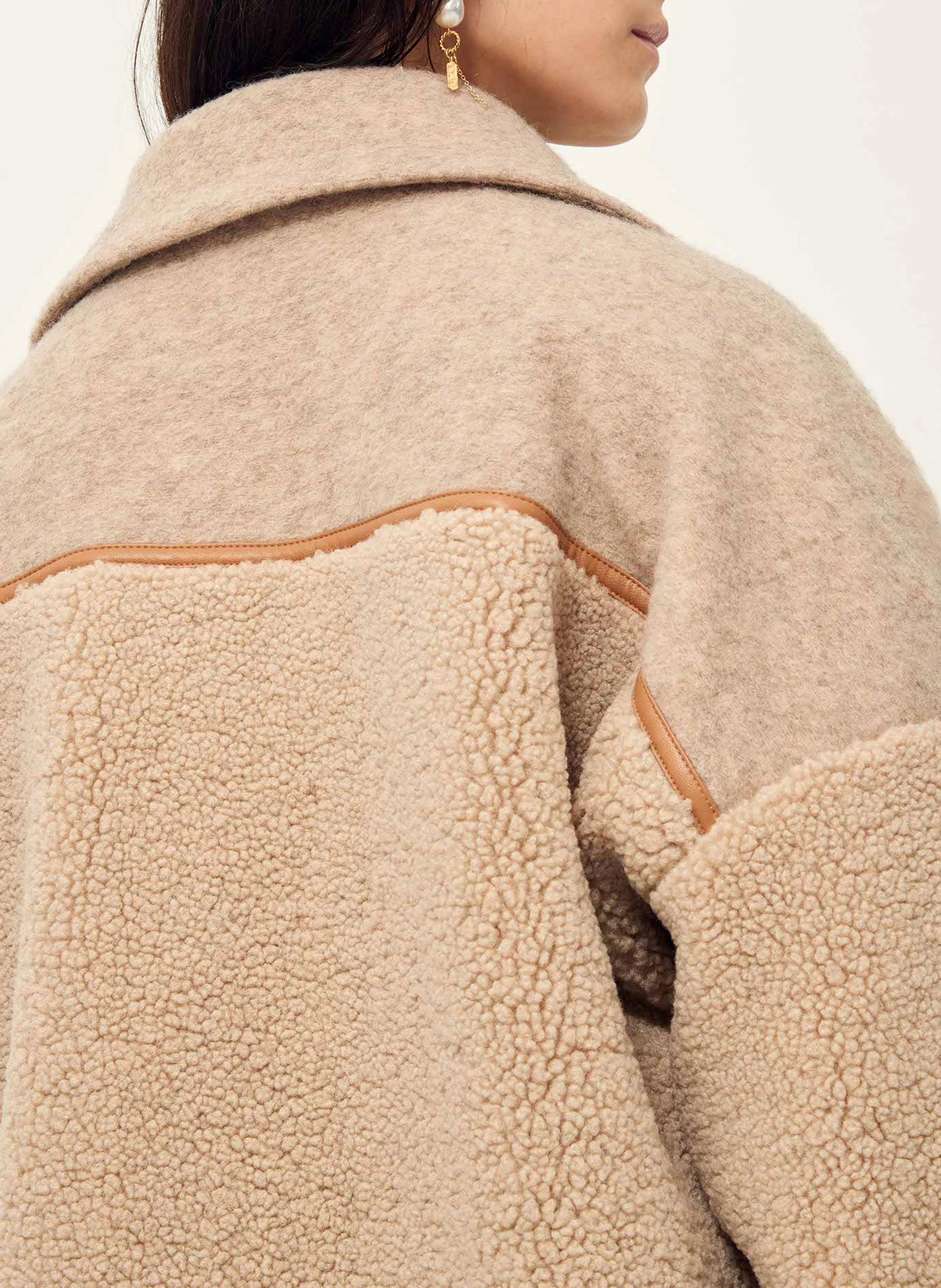ICY ROCKY - Veste oversize en laine mélangée | Beige
