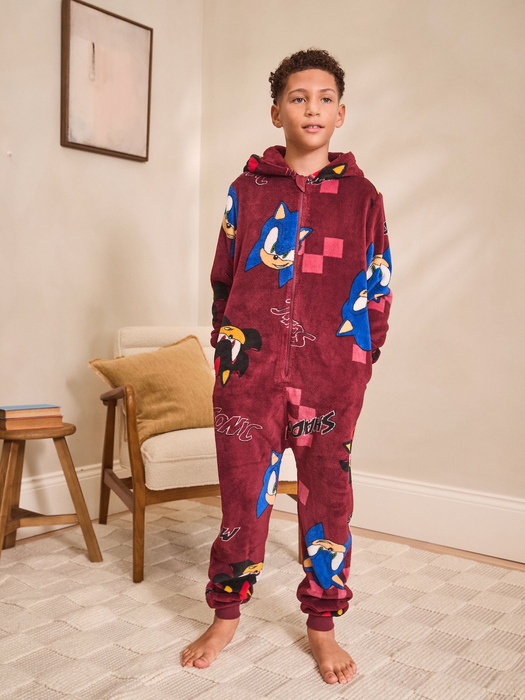 Dark Red Sonic - Fleece onesie met licentie (3-16jr)