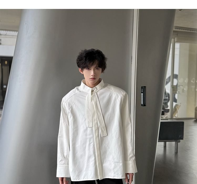 Omozando - Oversized overhemd met lange mouwen en opstaande kraag