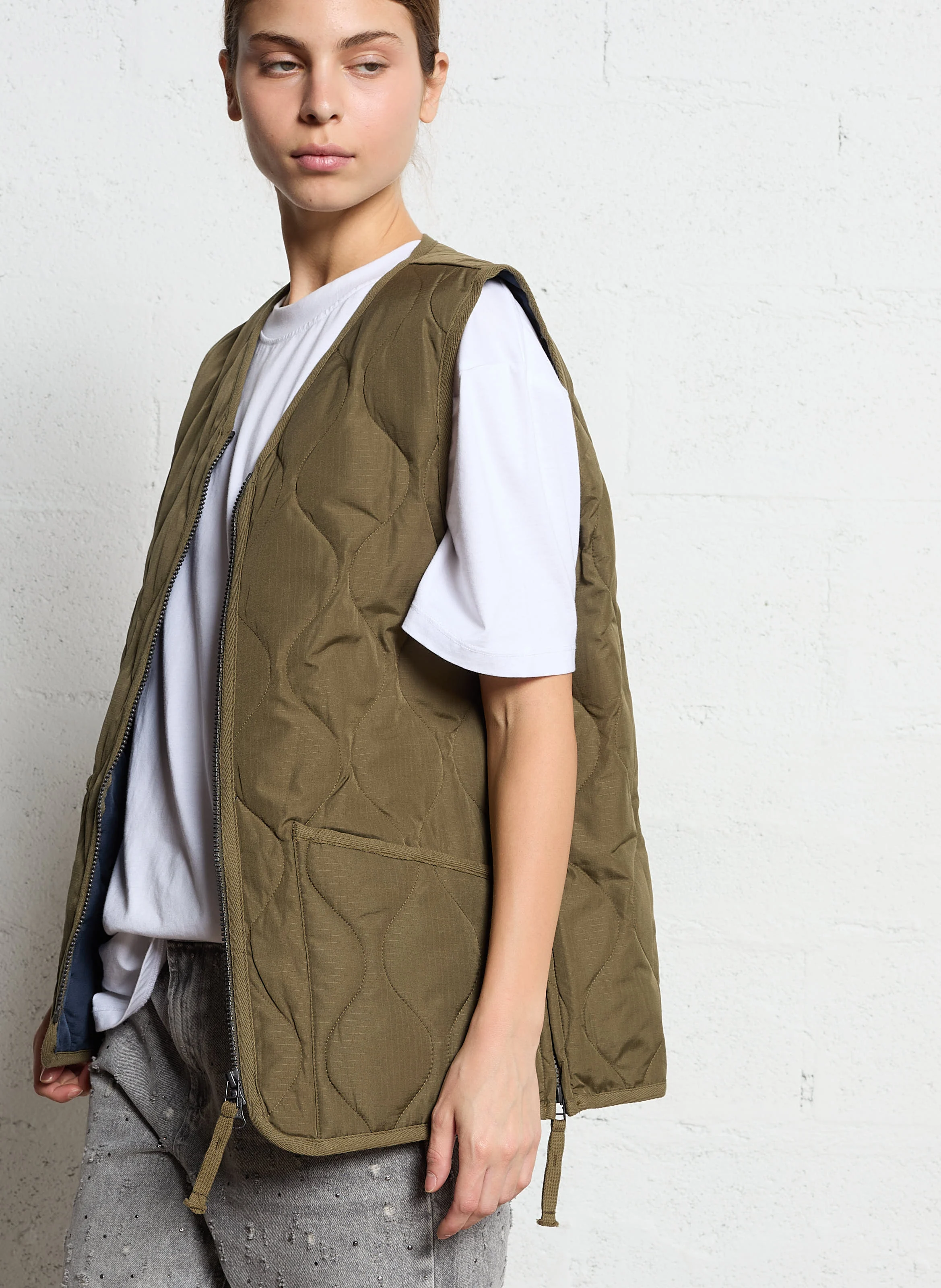 Veste droite matelassée | Kaki