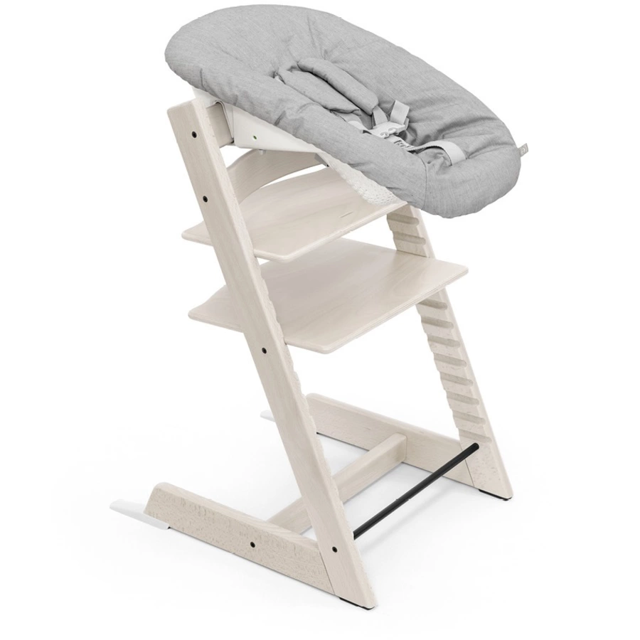STOKKE® Mega Tripp Trapp® Set Hochstuhl Buche Whitewash inkl. Newborn Set™ Grey und Baby Set weiß