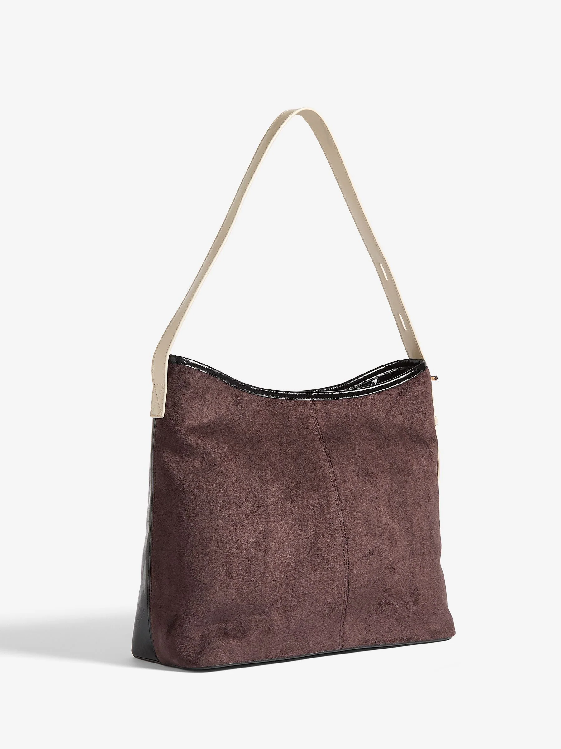 Chocoladebruin en Zwart - Love & Roses Woven Slouchy Tote Bag