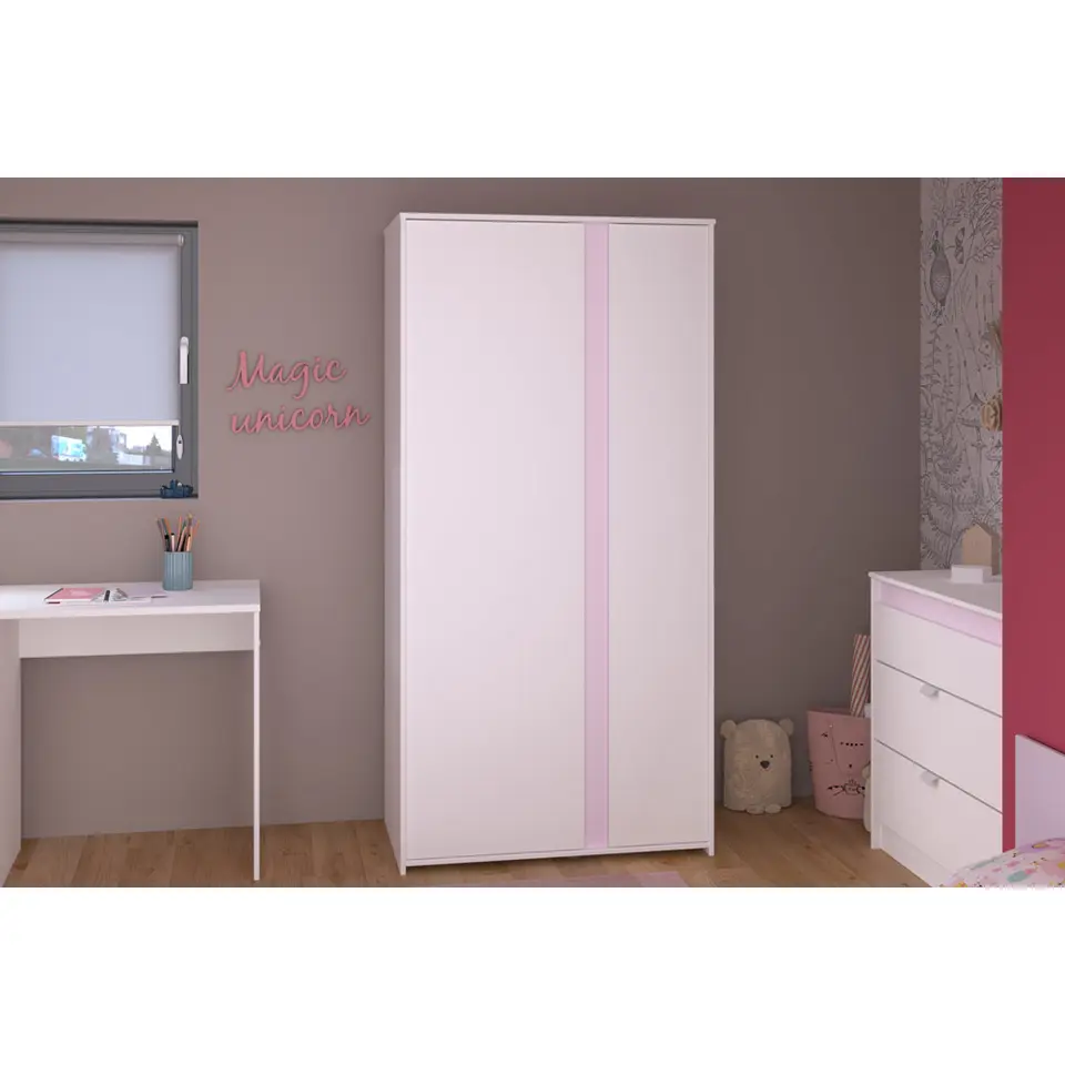 Kledingkast Bobby 2-deurs - wit - 182x90x51 cm