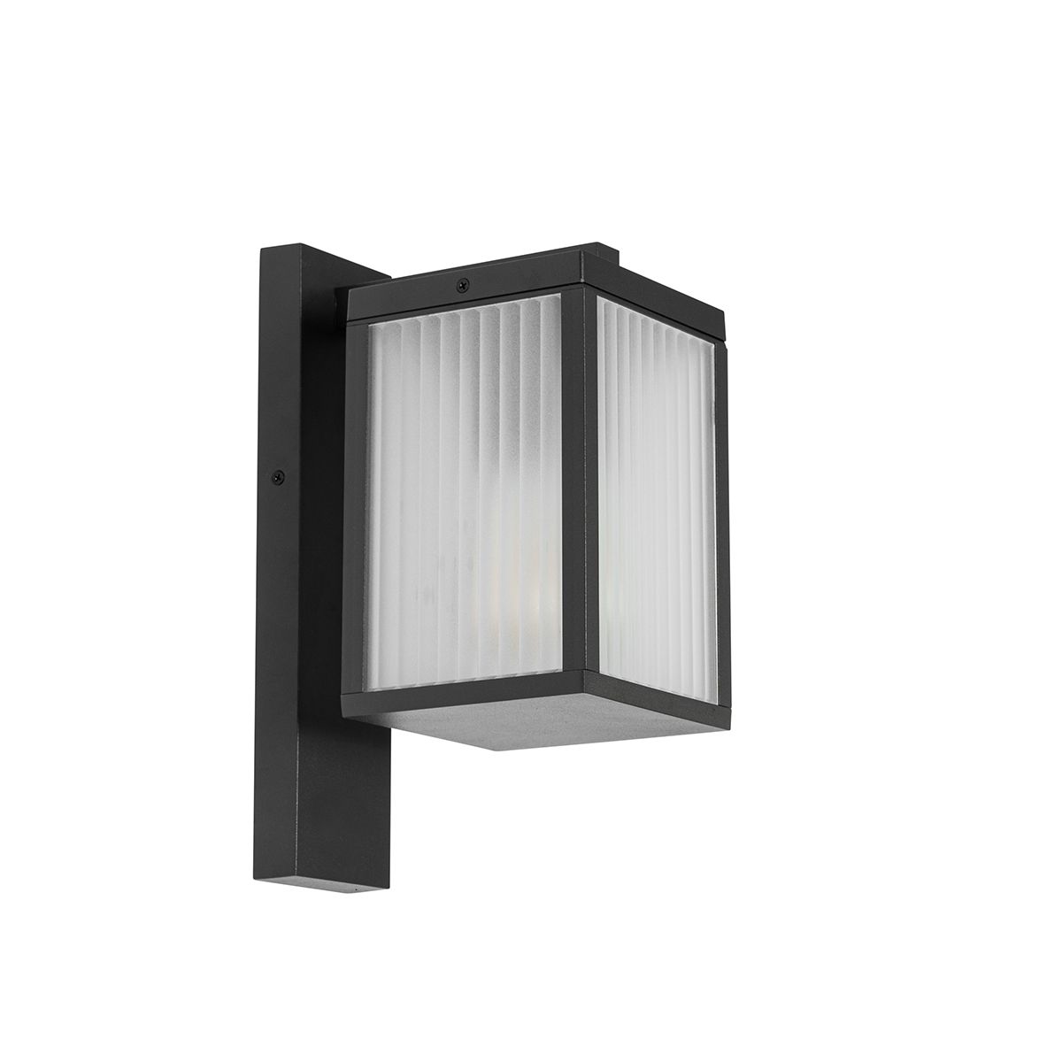 Buiten wandlantaarn zwart met ribbel glas IP44 - Charlois