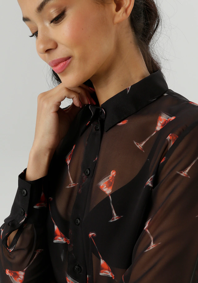 Aniston SELECTED Hemdbluse , mit trendigen Martini-Gläsern bedruckt - NEUE KOLLEKTION