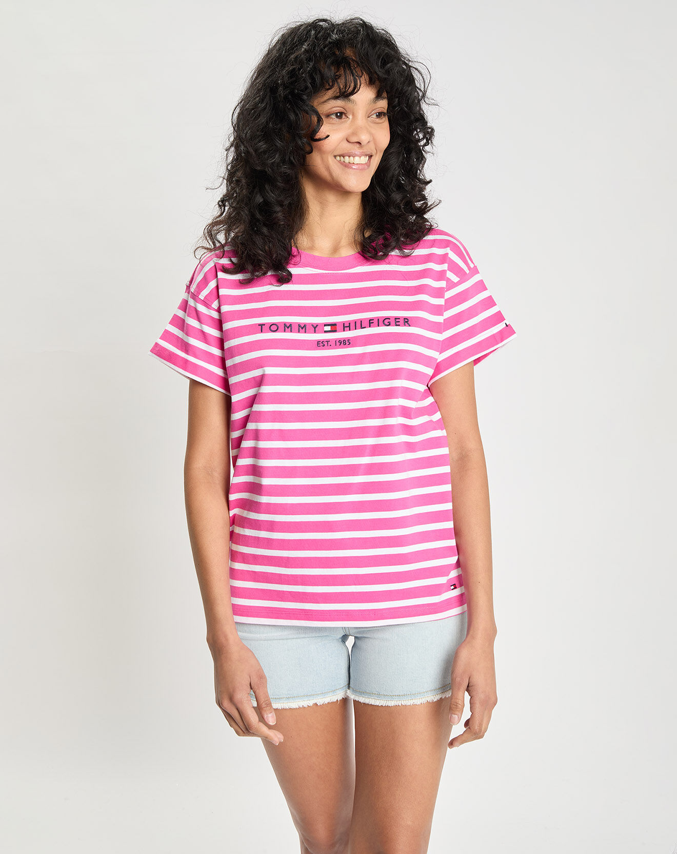 Tommy Hilfiger T-Shirt 100% Coton Bio Relaxed Hilfiger blanc/rose