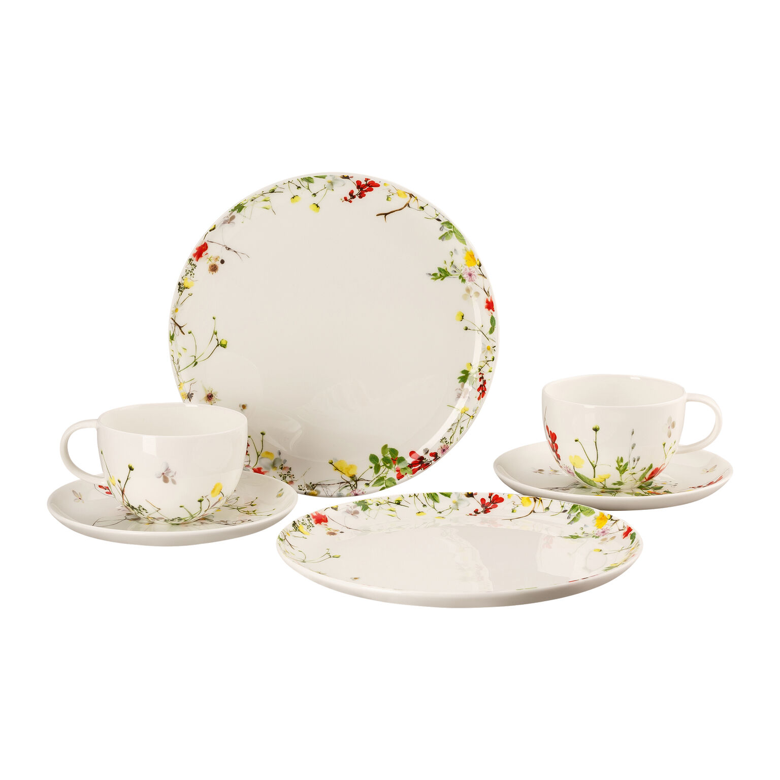 Brillance Bone China Fleurs Sauvages Set 6-tlg. mit Kombitassen und Couptellern