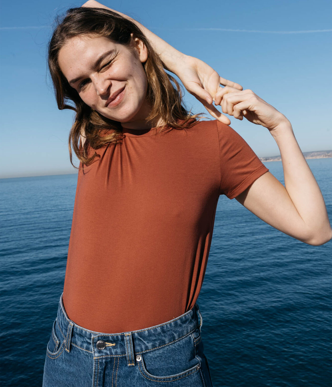 Tee-shirt LE DROIT col rond en coton bio Femme