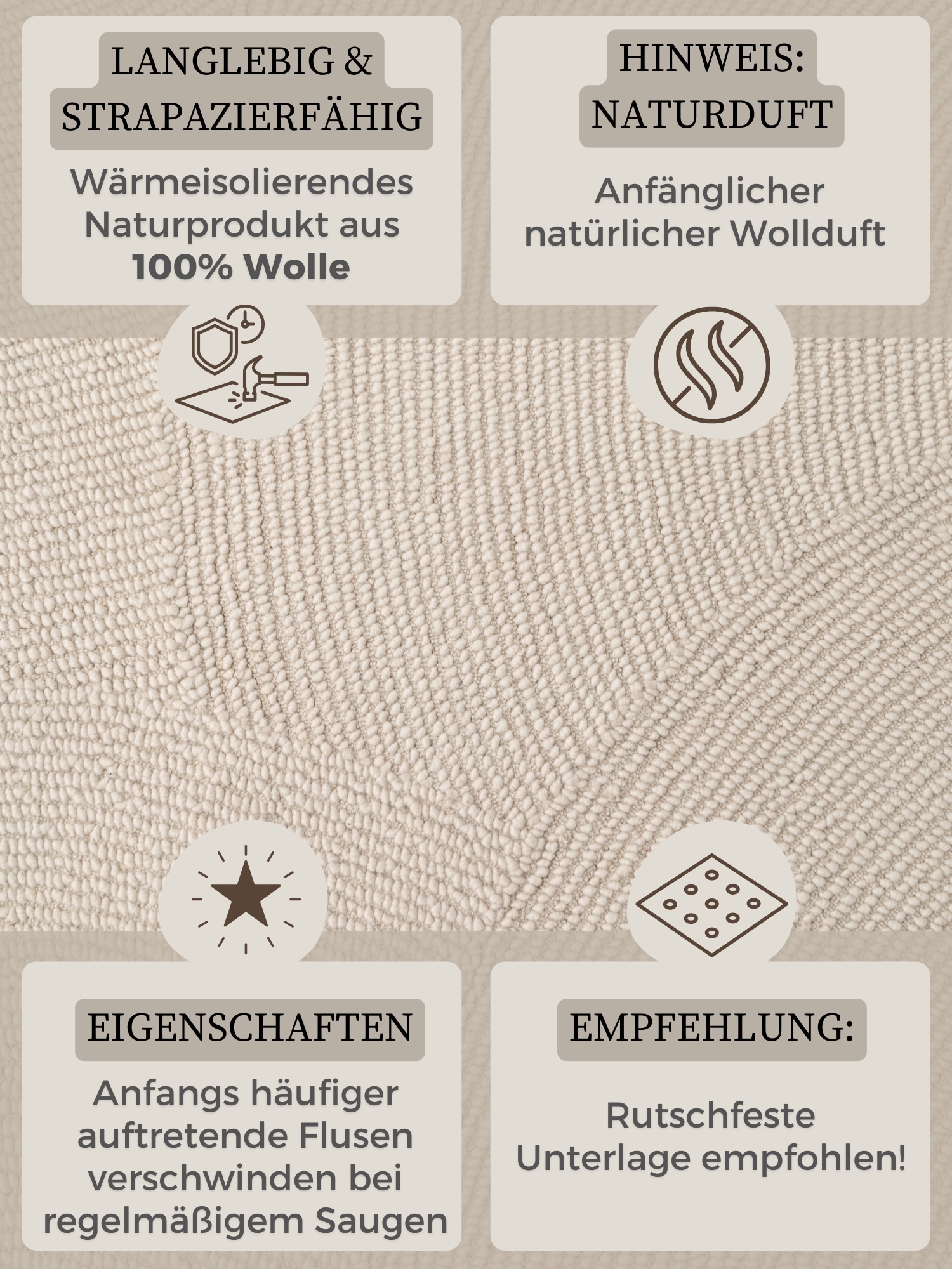 HANSE Home Wollteppich »Eleni« rechteckig 18 mm Höhe Handgetuftet, Wolle, Natur, Wohnzimmer, Schlafzimmer, Skandi, Hygge