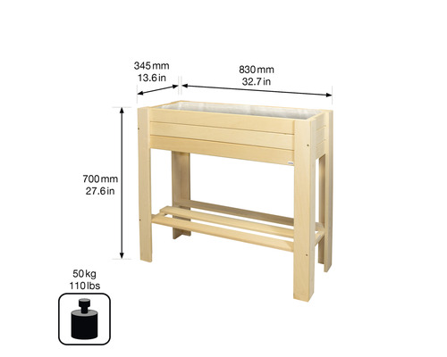 Verhoogd bed op palen Wagner System Green Box Light 83 x 34,5 x 70 cm naturel