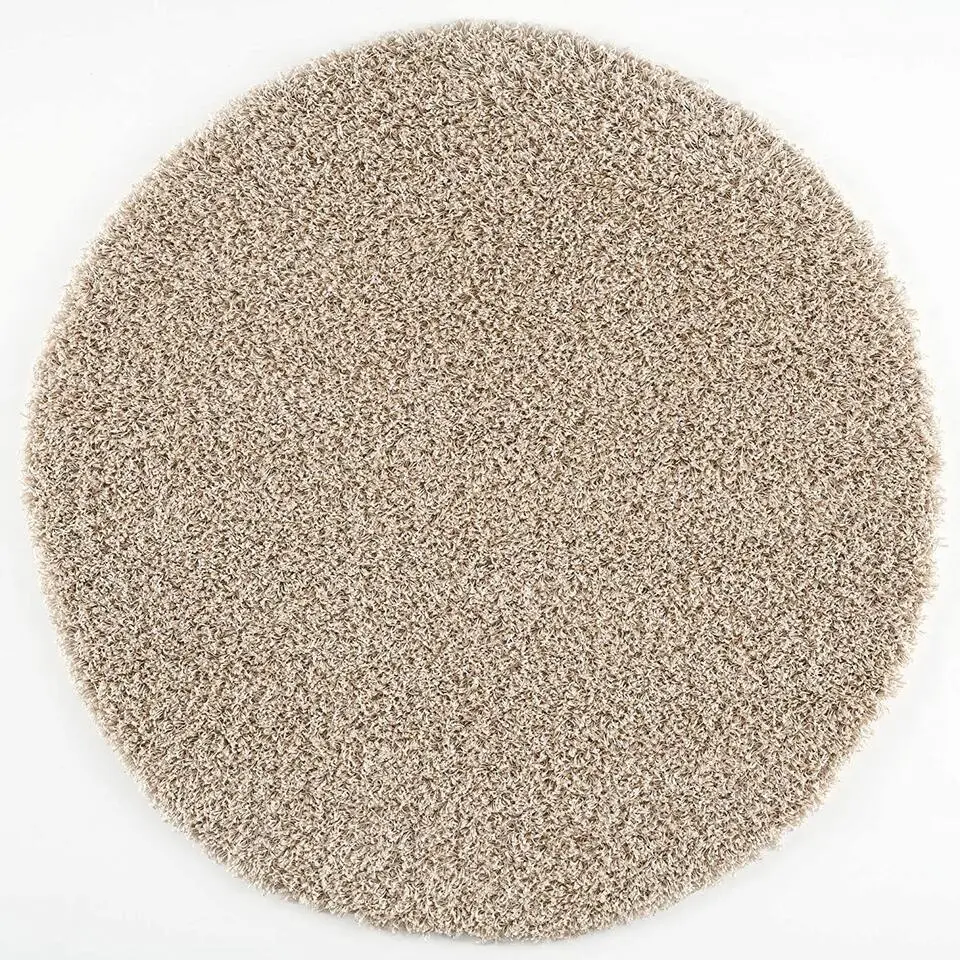 Loca Shaggy Rond Vloerkleed Beige Hoogpolig - 200 CM ROND