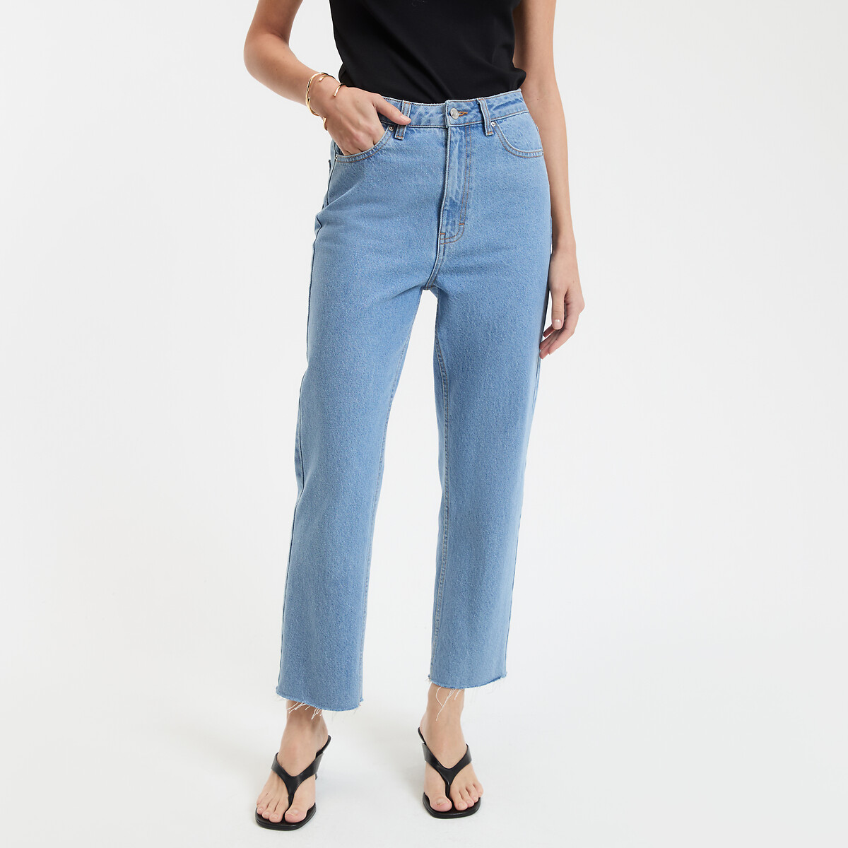 COLEÇÃO LA REDOUTE<br>Calça jeans reta 7/8, cintura alta