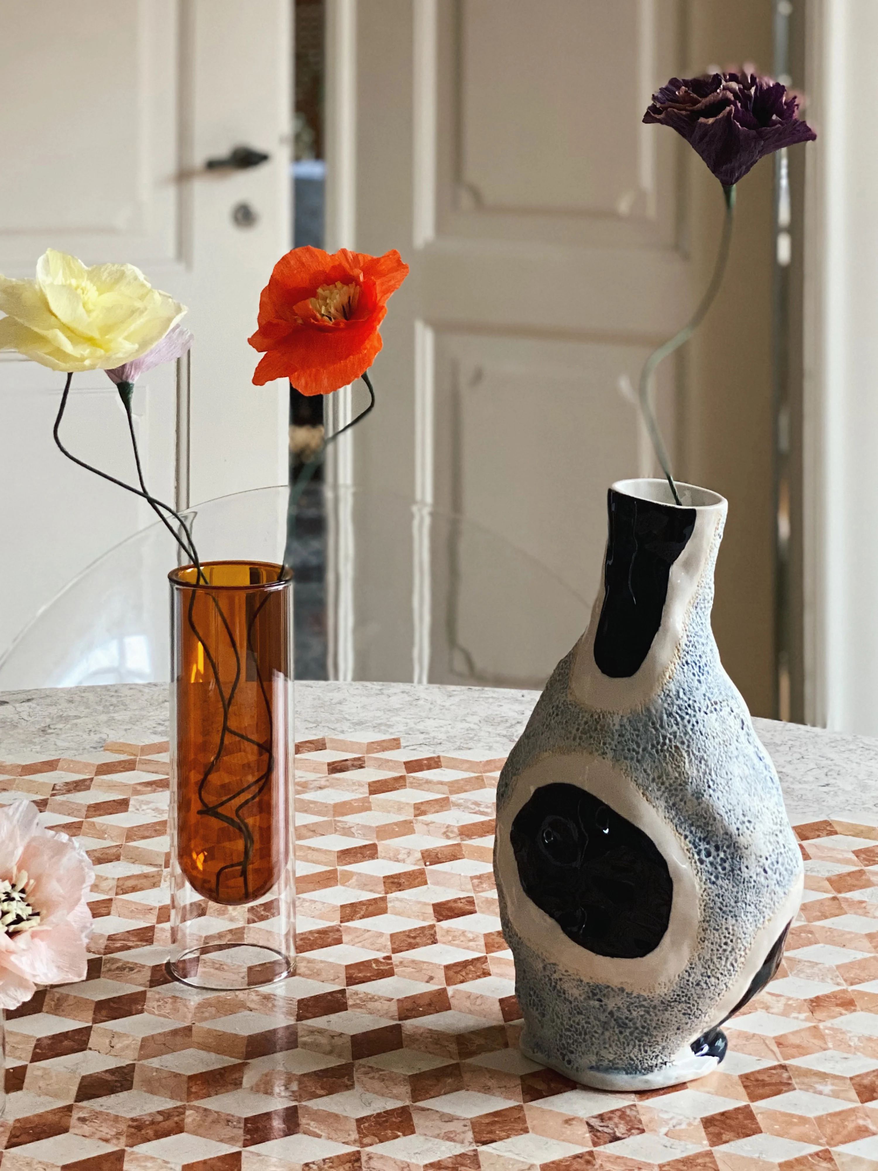 Handgemaakte kunstbloem Pioenroos