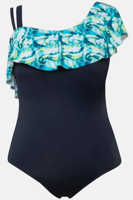 One-Shoulder-Badeanzug, Softcups, Volant