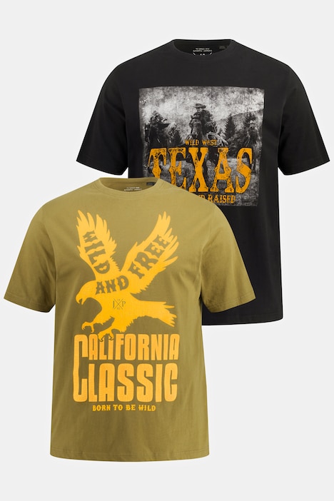 T-Shirts, 2er-Pack, Halbarm, Outlaw Print,  Rundhals