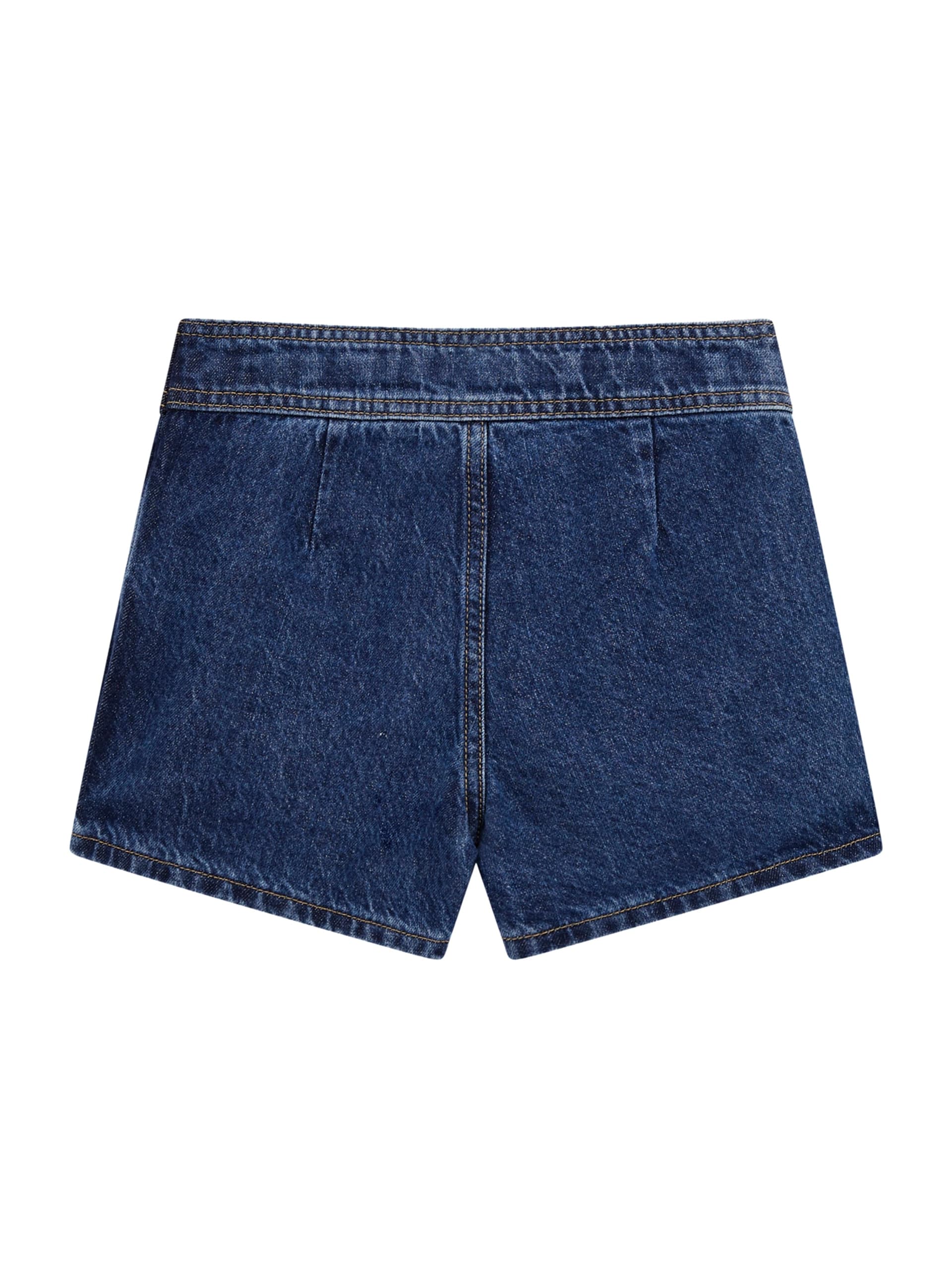 Saia-calça plissada em denim lurex (7-16)