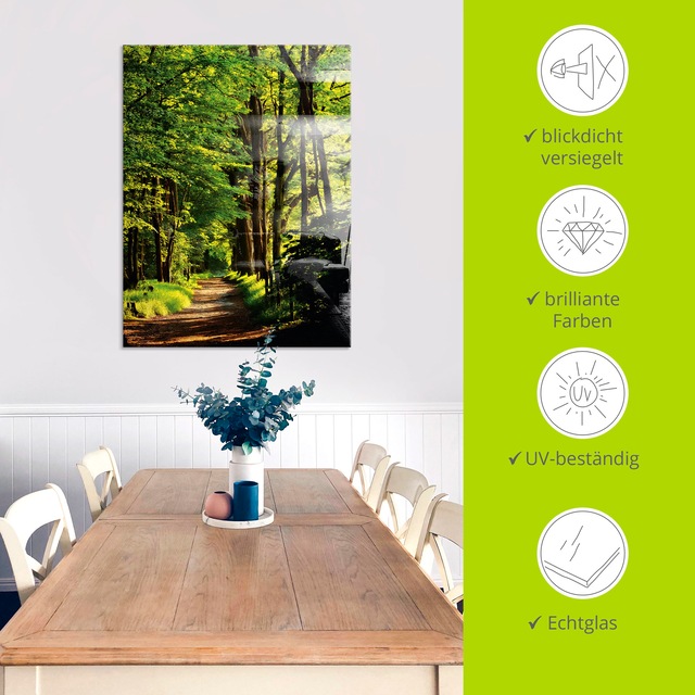 Artland Glasbild »Weg im Wald« Wald 1 Stk. tlg. in verschiedenen Grössen