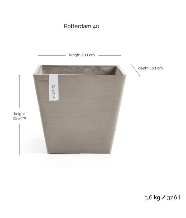 Ecopots Kunststoff-Topf Rotterdam, quadratisch