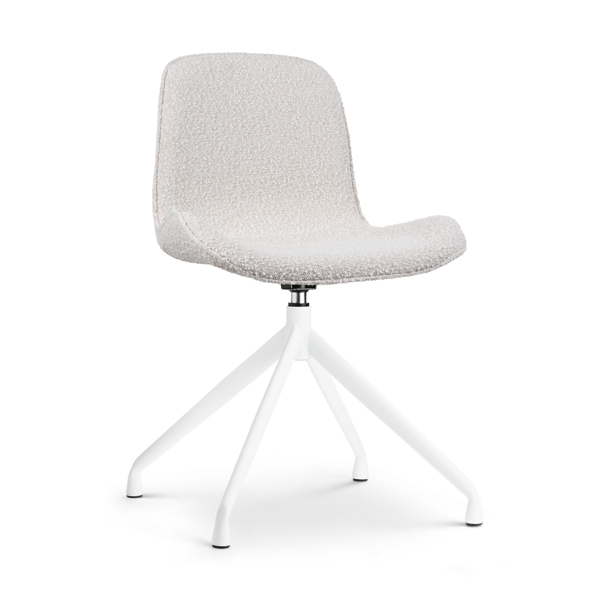 Eetkamerstoel Nola-Fé bouclé beige - wit onderstel