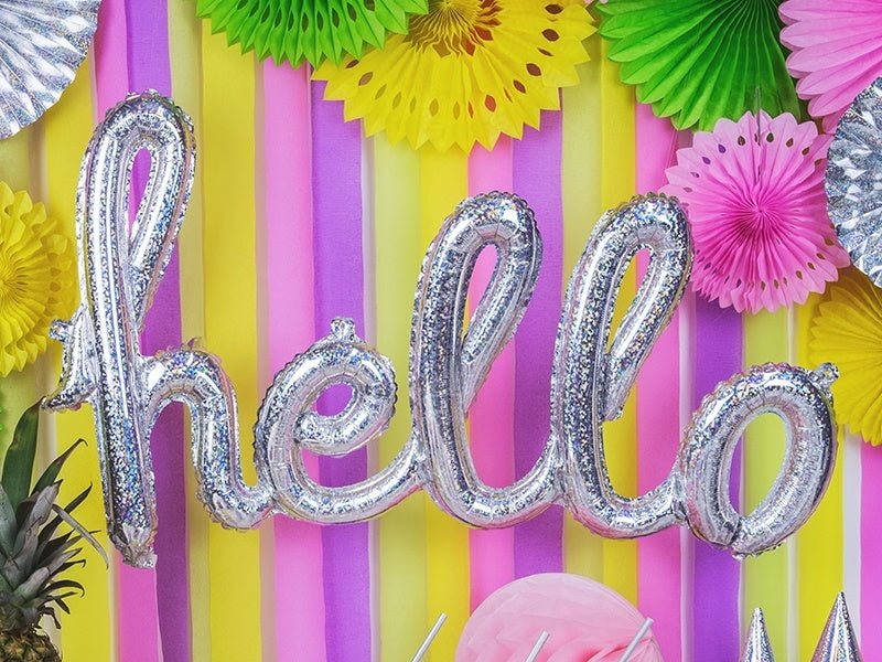 Folie Ballon Hello Holografisch 72cm